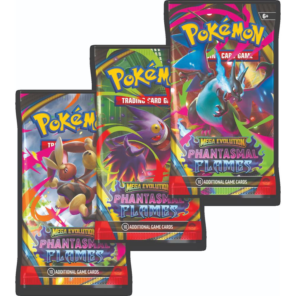 Combo: Pokemon-Mega-Evolution Phantasmal-Flames-3-Pack-Blister