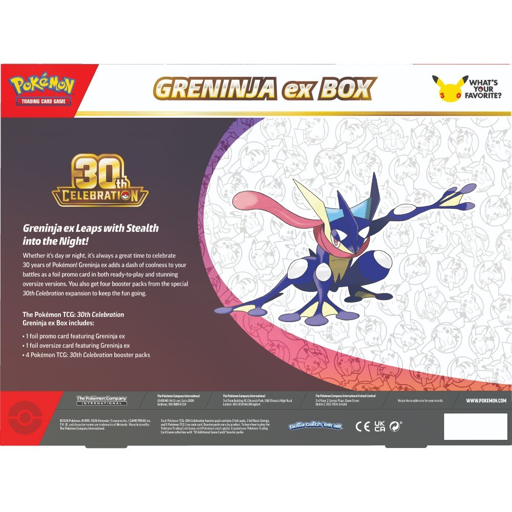Preorder booking: Pokemon TCG 30th Celebration - ex Box (Sylveon and Greninja) - Not physical product