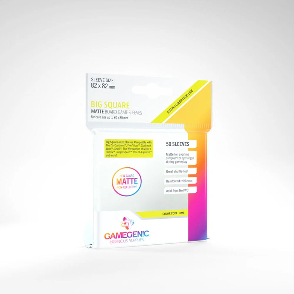 Gamegenic MATTE Sleeves: 82mm x 82mm (LIME)