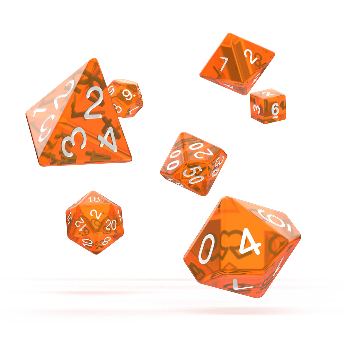 oakie doakie DICE RPG Set Translucent: Orange (7)