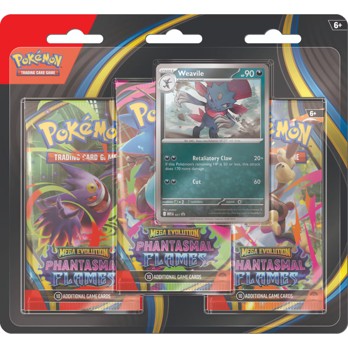Combo: Pokemon-Mega-Evolution Phantasmal-Flames-3-Pack-Blister