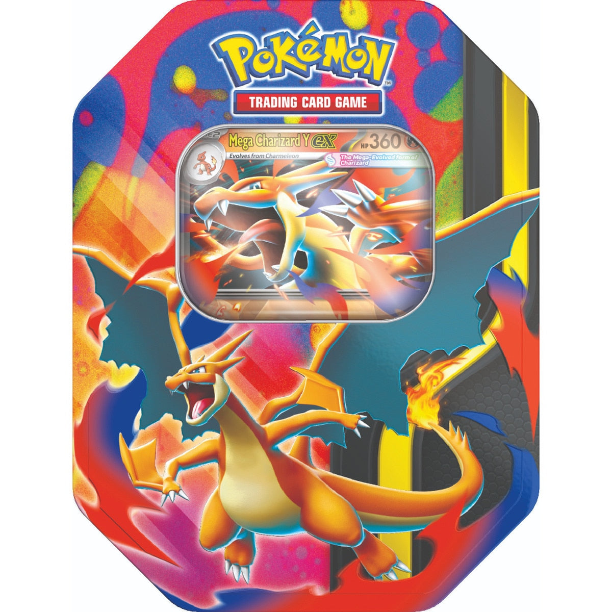Preorder booking: Pokémon TCG: Mega Charizard Tin 2 Pack Artwork - Not the physical product