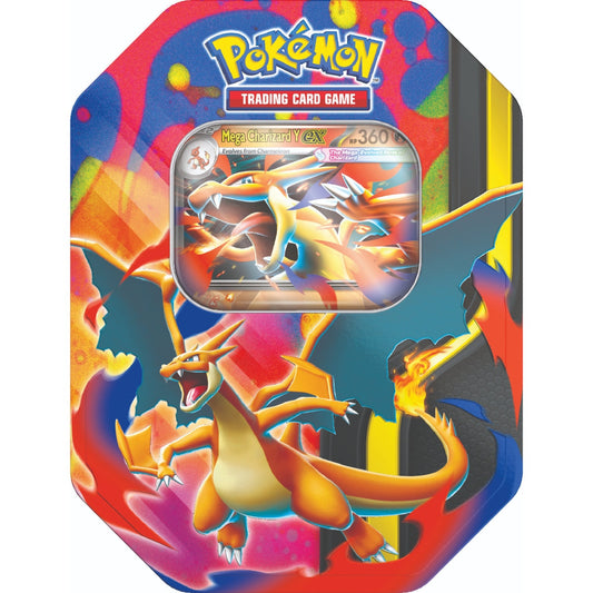 Preorder booking: Pokémon TCG: Mega Charizard Tin 2 Pack Artwork - Not the physical product