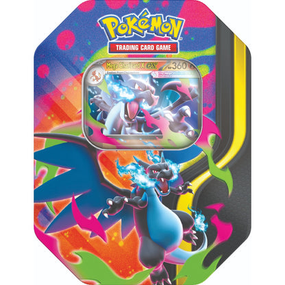 Preorder booking: Pokémon TCG: Mega Charizard Tin 2 Pack Artwork - Not the physical product