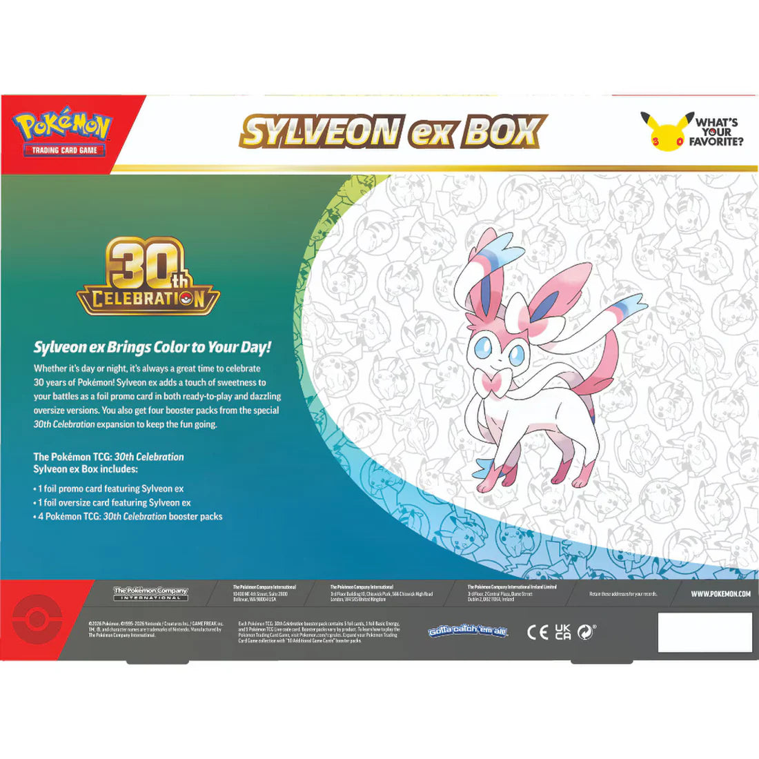 Preorder booking: Pokemon TCG 30th Celebration - ex Box (Sylveon and Greninja) - Not physical product