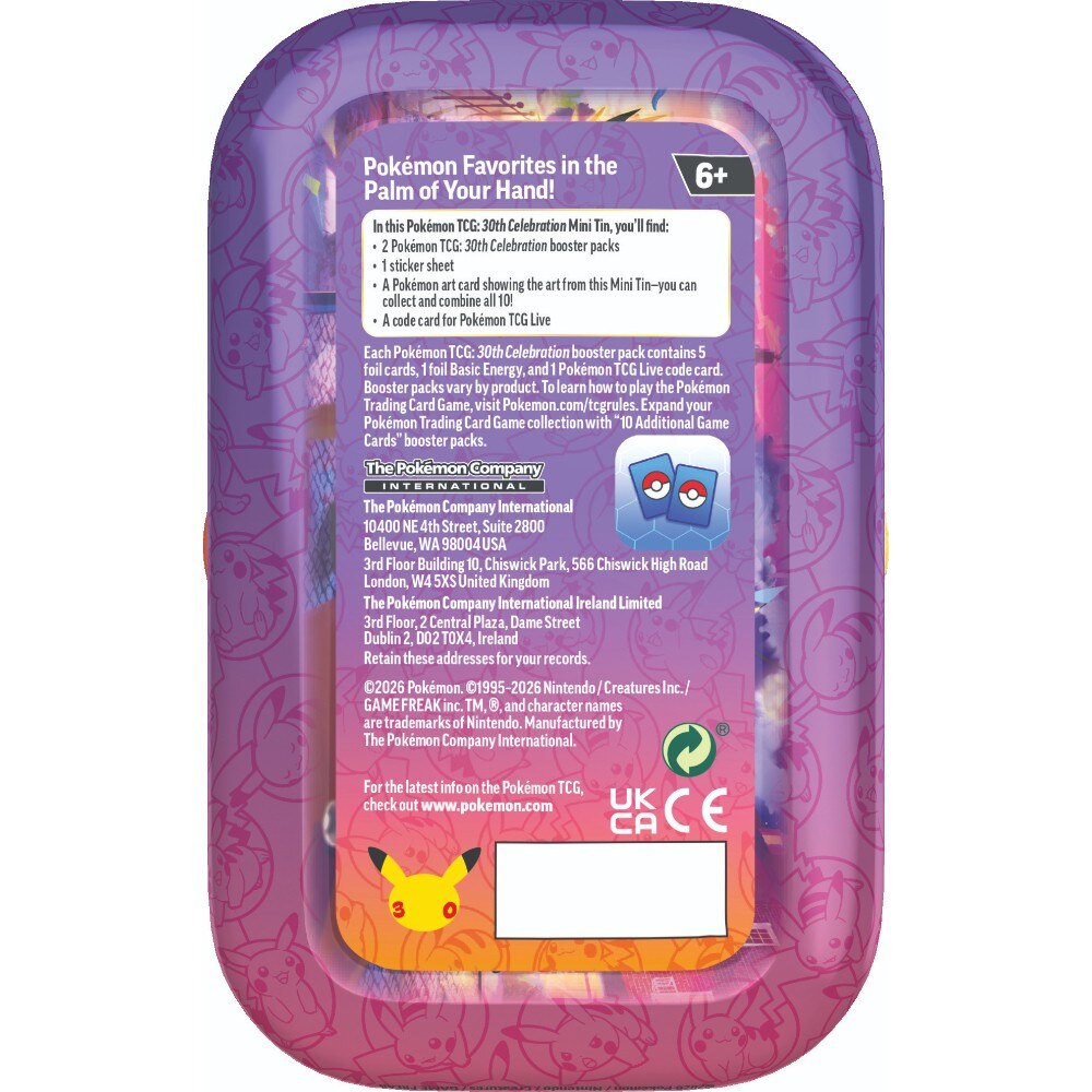 Preorder booking: Pokemon TCG 30th Celebration - Mini Tin - Not physical product
