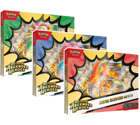 Preorder: Pokémon TCG: Mega Evolution 3 variant combo – Ascended Heroes ex Box
